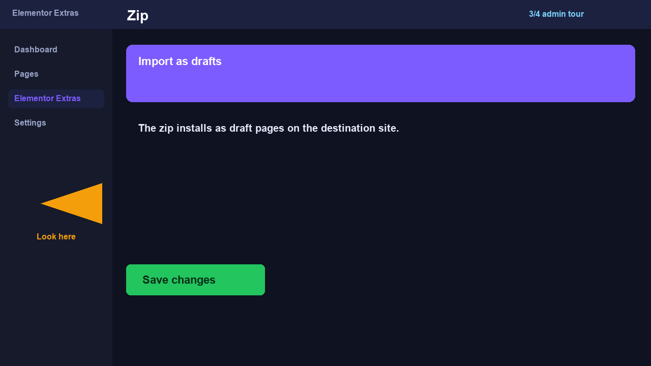 export-package admin screen 3